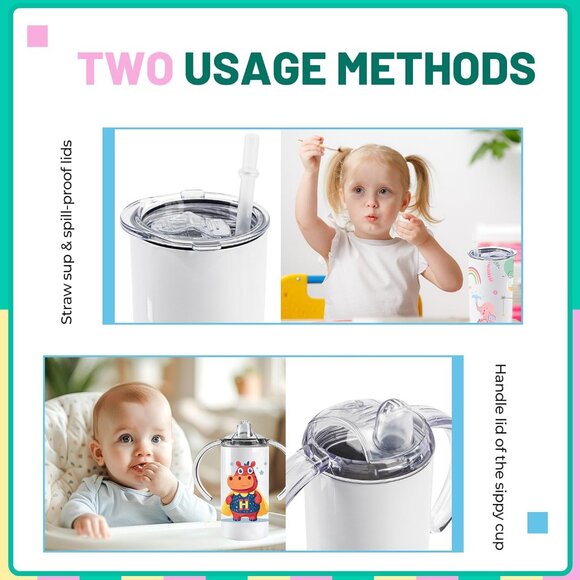 Kids Sippy Cup With 2 Lids, Holy Cow I'm Cute in Pink - Picture 2 of 4